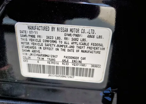 2011 Infiniti G37 from USA, damaged, VIN JN1CV6AR9BM412947